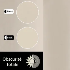 Rideau Occultant à œillets 140x260cm, uni sans couture, Prêt à Poser grande Hauteur, Beige.