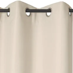 Rideau Occultant à œillets 140x260cm, uni sans couture, Prêt à Poser grande Hauteur, Beige.