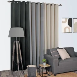 Rideau Occultant à œillets 140x260cm, uni sans couture, Prêt à Poser grande Hauteur, Beige.