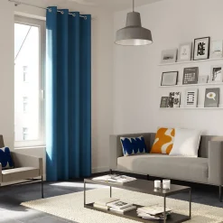 Rideau occultant à œillets effet tissé Pasig bleu L.260 x l.140cm GoodHome