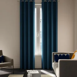 Rideau occultant à œillets effet tissé Pasig bleu L.260 x l.140cm GoodHome
