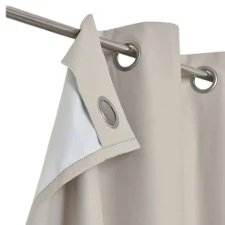 Rideau occultant à œillets effet tissé Pasig beige lin L.260 x l.140cm GoodHome
