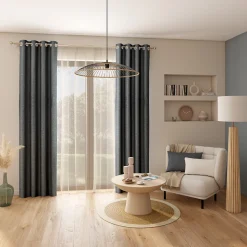 Rideau occultant à œillets effet tissé Novan gris 140 x 260 cm GoodHome