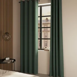 Rideau occultant à œillets effet chenille Isti vert emeraude L.260 x l.140cm GoodHome