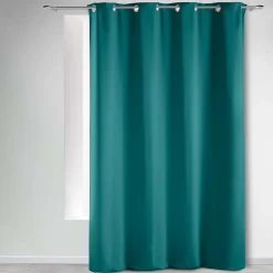 Rideau occultant à œillets 135 x 240 cm Uni Bleu paon