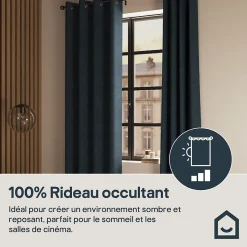 Rideau occultant à œillets effet chenille Isti bleu marine L.260 x l.140cm GoodHome