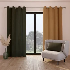 Rideau occultant à œillets Novan effet tissé jaune moutarde L.260 x l.140cm GoodHome