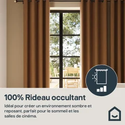 Rideau occultant à œillets Novan effet tissé jaune moutarde L.260 x l.140cm GoodHome