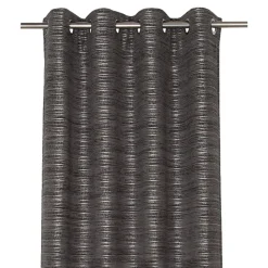 Rideau occultant à œillets effet chenille Taman rayures gris L.260 x l.140cm GoodHome