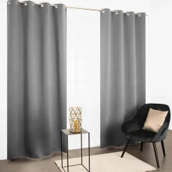 Rideau occultant à œillets uni Sky gris L.240 x L.135cm JBY Creation