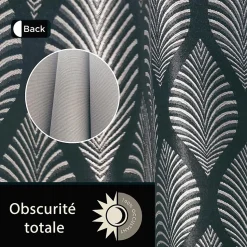 Rideau occultant à œillets imprimé feuilles bleues marine L.240 x l.140cm Dylrev