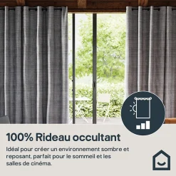 Rideau occultant à œillets effet jacquard Nagda gris anthracite L.260 x l.140cm GoodHome