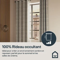 Rideau occultant à œillets effet jacquard Nagda blanc crème L.260 x l.140cm GoodHome