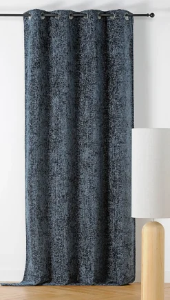 Rideau occultant à oeillets Aspen bleu minuit L.250 x l.135cm Linder