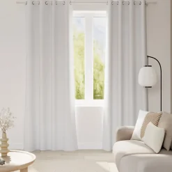 Rideau occultant à oeillets effet tissé Novan blanc optique L.260 x l.140cm GoodHome