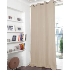 Rideau occultant à oeillets aspect laine beige L.260 x l.135 cm Rocle
