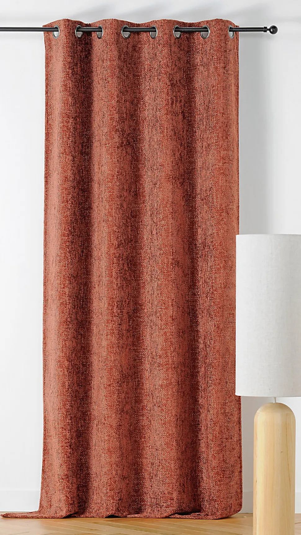 Rideau occultant à oeillets Aspen terracotta L.250 x l.135cm Linder