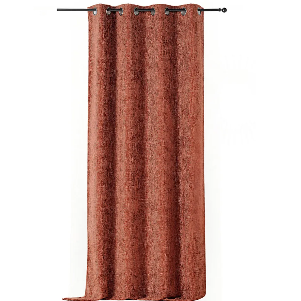 Rideau occultant à oeillets Aspen terracotta L.250 x l.135cm Linder