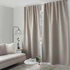 Rideau occultant aspect chambray (140x240 cm - Beige)
