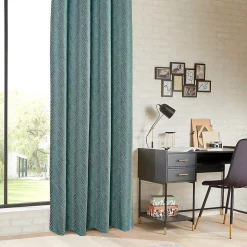 Rideau occultant "Dana" en métal 140x240cm vert foncé jacquard - Atmosphera