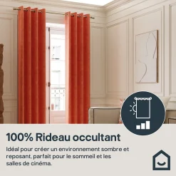 Rideau occultant en suédine à œillets Komod terracotta L.260 x l.140cm GoodHome
