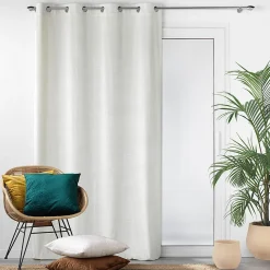 Rideau occultant en velours feuilles de monstera (140x240 cm - Naturel)