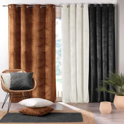 Rideau occultant en velours feuilles de monstera (140x240 cm - Naturel)
