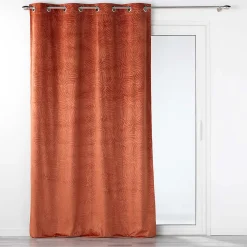 Rideau occultant en velours feuilles de monstera (140x240 cm - Terracotta)