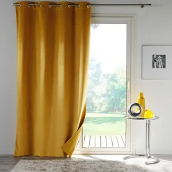 Rideau occultant en velours uni (135x260 cm - Jaune)