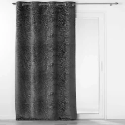 Rideau occultant en velours feuilles de monstera (140x240 cm - Gris)