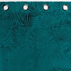 Rideau occultant en velours feuilles de monstera (140x240 cm - Bleu)