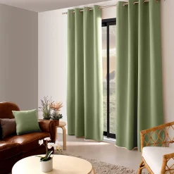 Rideau occultant fil noir avec 8 œillets (140x240 cm - Vert Olive)