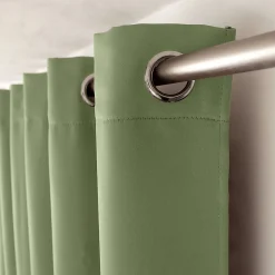 Rideau occultant fil noir avec 8 œillets (140x240 cm - Vert Olive)