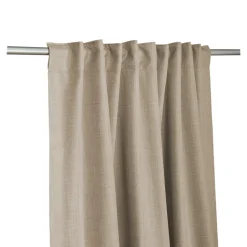 Rideau occultant galon fronceur, tissu effet tissé beige lin H.300 x l.140cm, GoodHome Novan