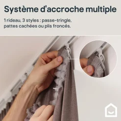 Rideau occultant galon fronceur, tissu effet tissé bleu marine H.300 x l.140cm, GoodHome Novan