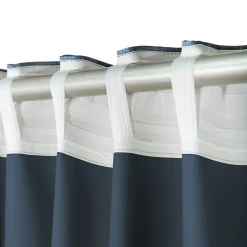 Rideau occultant galon fronceur, tissu effet tissé bleu marine H.300 x l.140cm, GoodHome Novan
