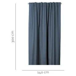 Rideau occultant galon fronceur, tissu effet tissé bleu marine H.300 x l.140cm, GoodHome Novan