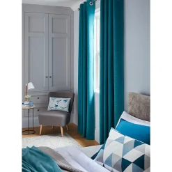 Rideau occultant GoodHome Novan bleu l.140 x H.260 cm