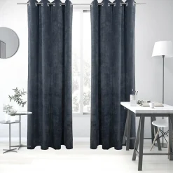 Rideau occultant GoodHome Cather bleu marine H. 260 x l.140 cm