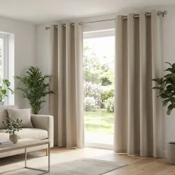 Rideau occultant GoodHome Vestris coloris naturel l.140 x h.260 cm