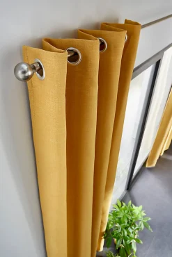 Rideau occultant GoodHome Novan jaune l.140 x H.260 cm