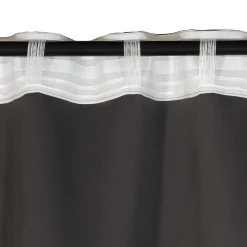 Rideau occultant ignifugé 100% en polyester, 140x260 cm, gris foncé, finition galon fronceur