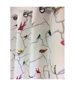 Rideau occultant motif colibris - 145x260cm - Blanc