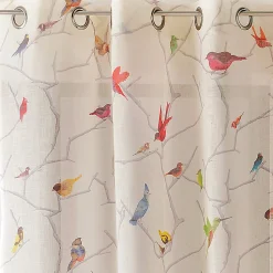 Rideau occultant motif colibris - 145x260cm - Blanc