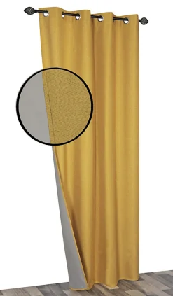 Rideau occultant ocre chiné aspect lin l.140 x H.240cm