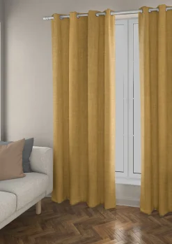 Rideau occultant thermique Tundra Ornami jaune moutarde l.140 x h.240 cm