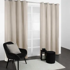 Rideau occultant thermique à oeillets blanc écru L.240 x l.135cm, JBY Creation