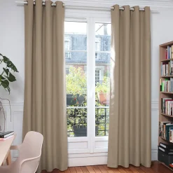 Rideau occultant thermique doublé à œillets uni beige pélican L.250 x l.130 cm, Rocle Moondream