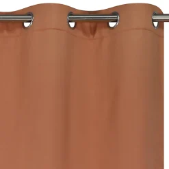 Rideau occultant thermique à oeillets effet lin terracotta L.260 x l.140cm Ornami