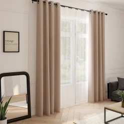 Rideau occultant thermique Boreal Linder beige L.260 x l.140 cm